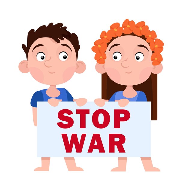 Niño y niña para stop war