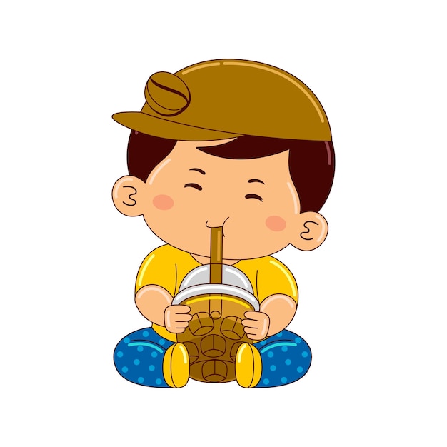 niño niños bebiendo café helado