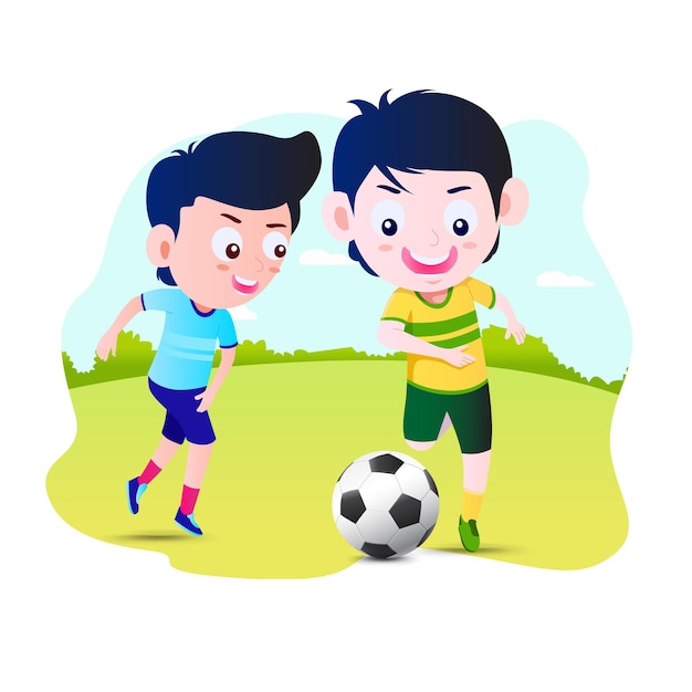 Vector niño de niños jugar fútbol fútbol ilustración