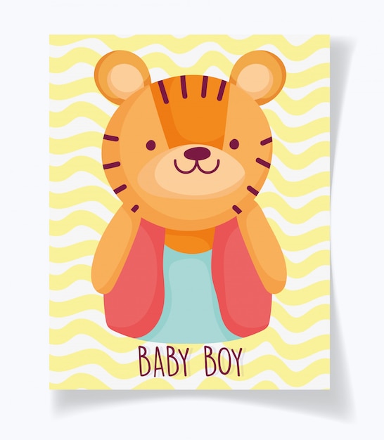 Niño o niña, el género revela que es una tarjeta de tigre lindo niño