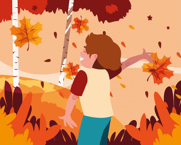 Niño en otoño