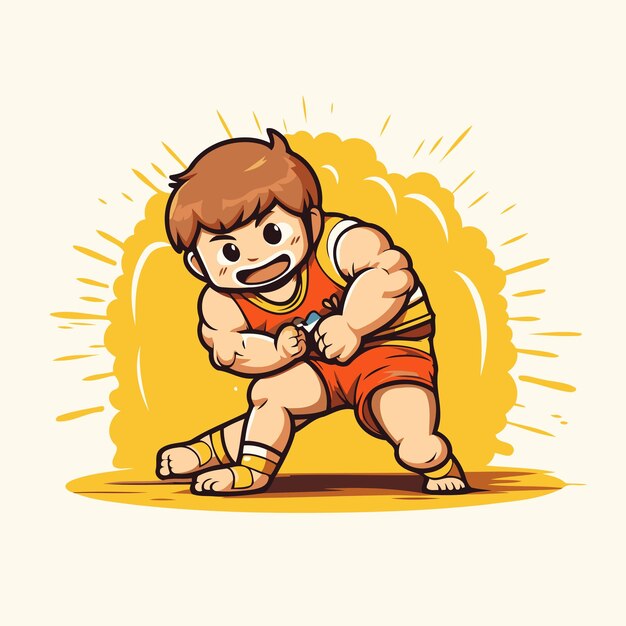 Vector niño con pantalones cortos deportivos y camiseta ilustración vectorial