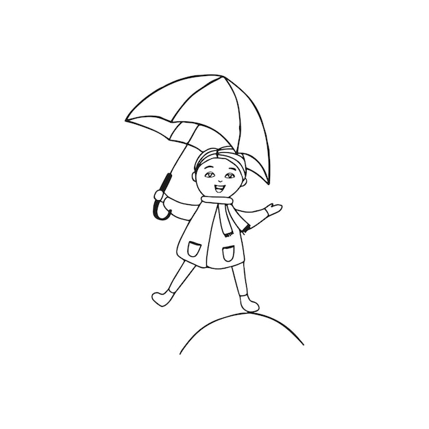 Niño bajo un paraguas Doodle