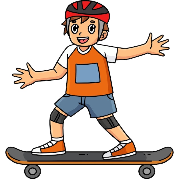Niño de patineta jugando al clip de dibujos animados de colores