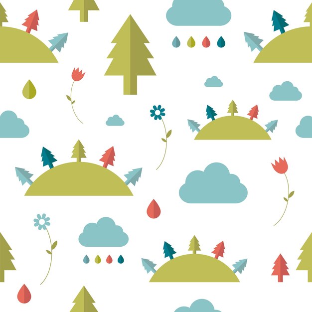 Niño de patrones sin fisuras. concepto de bosque.