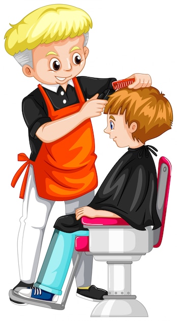 Niño pequeño corte de pelo en el barbero