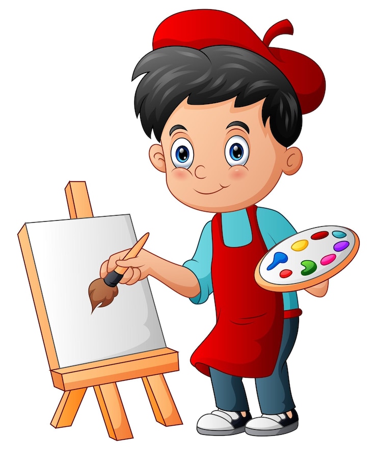 Vector el niño pequeño está pintando con la ilustración del pincel