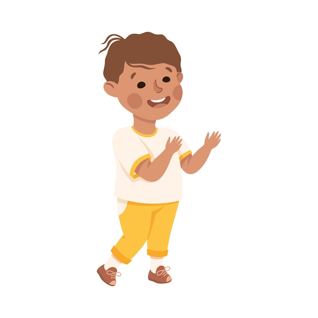 Niño pequeño extendiendo la mano para apoyar y consolar a alguien Ilustración vectorial