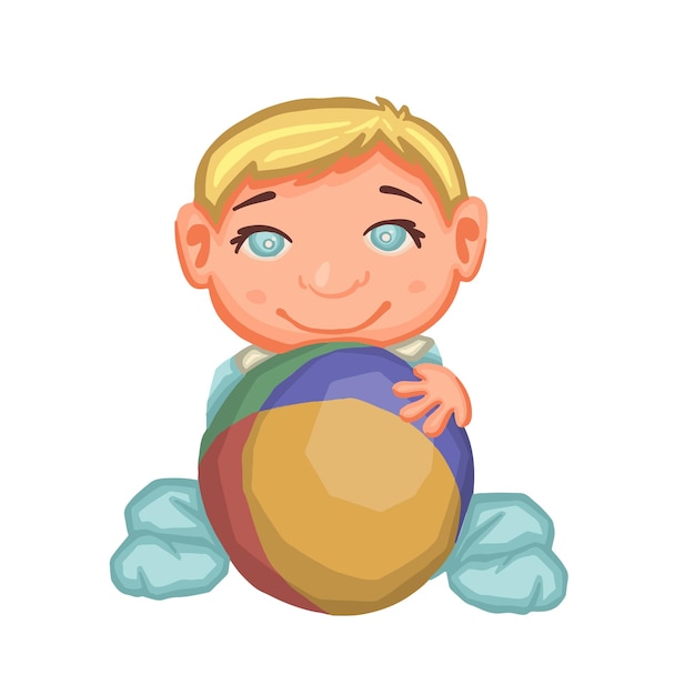 Niño pequeño jugando con un vector de niño de pelota