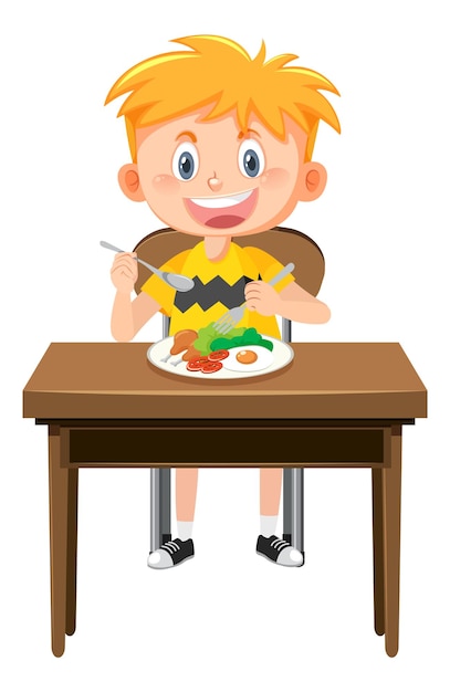 Vector niño con personaje de dibujos animados de comida