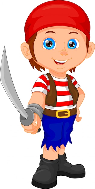 niño pirata sosteniendo espada