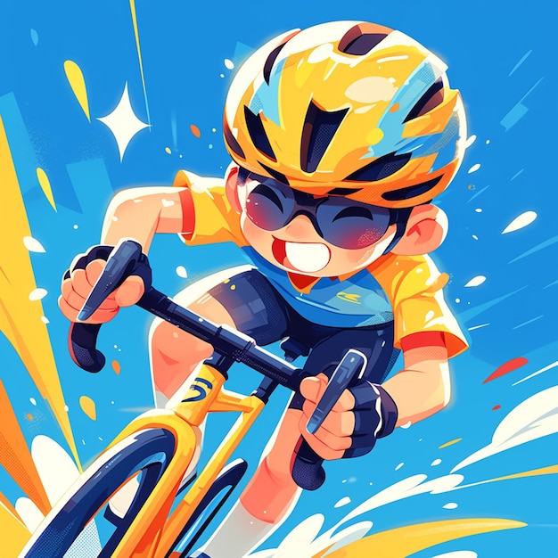 Vector un niño de pittsburgh monta una bicicleta de ciclocross al estilo de los dibujos animados