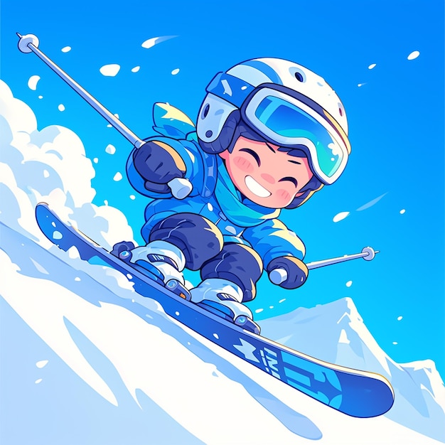 Un niño de Pittsburgh monta un esquí de estilo slopestyle en estilo de dibujos animados