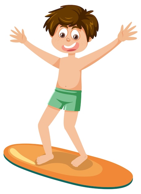 un, niño, posición, en, tabla de surf