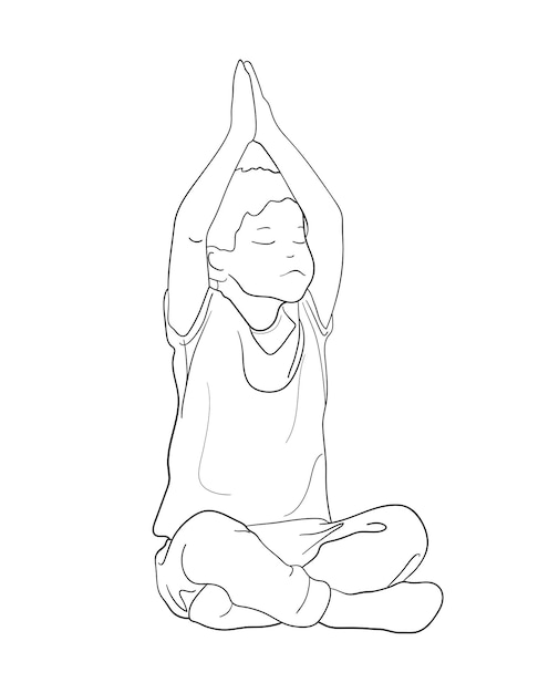 Vector niño practicando el dibujo de yoga
