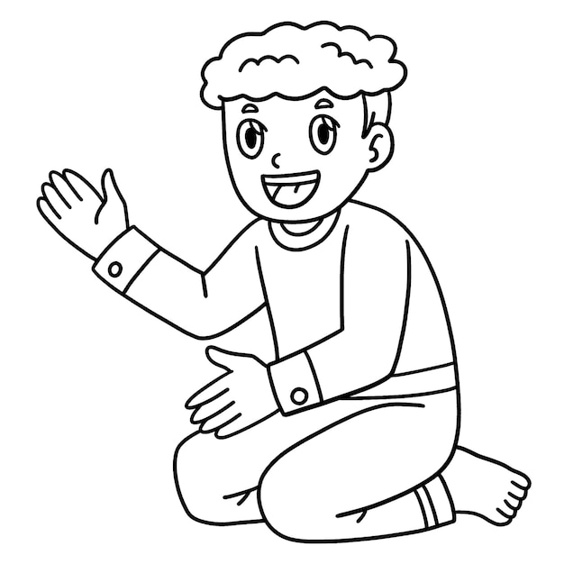 Niño que pasa la noche contando historias aislado colorear
