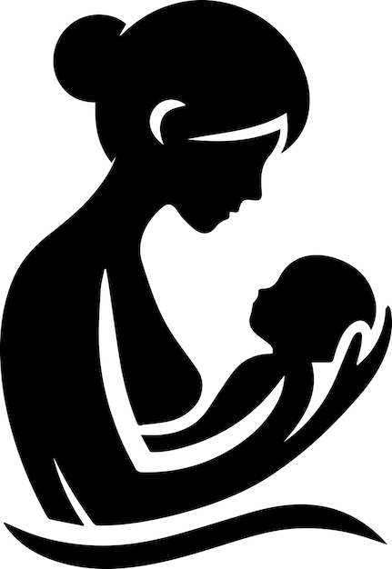 Niño recién nacido con silueta vectorial de la madre 7