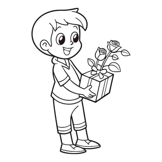 Niño regalando rosas