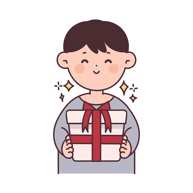 Un niño con un regalo.