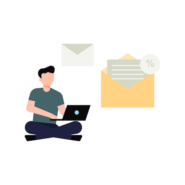 Niño revisando el correo en la computadora portátil