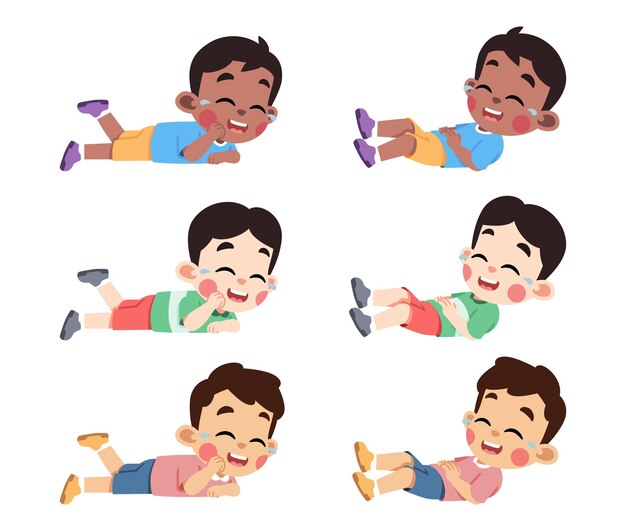 Niño riendo acostado