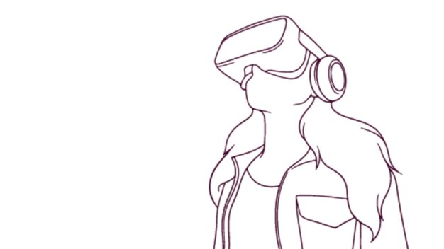 niño salido con auriculares de realidad virtual ilustración vectorial de estilo dibujado a mano