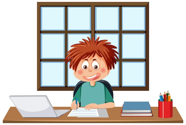 un, niño, sentado, delante de, computador portatil