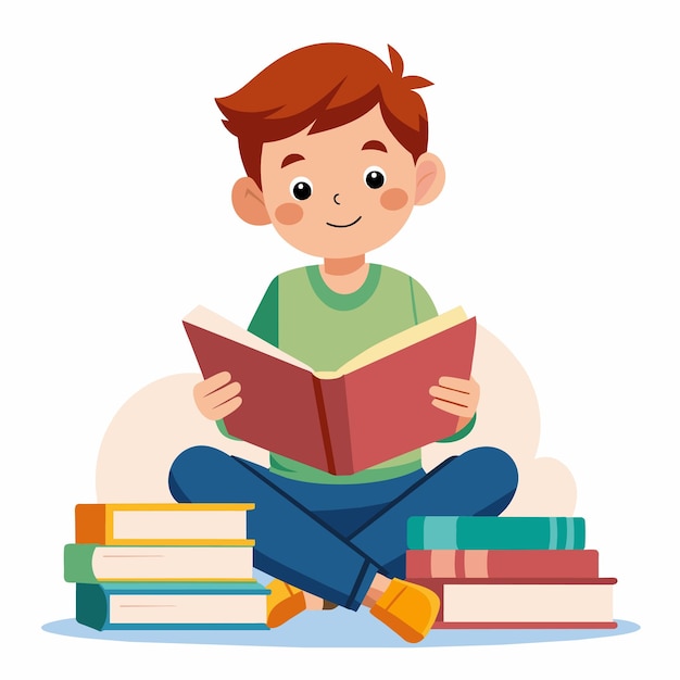 un niño se sienta en un sofá con un libro titulado "Cita un niño"