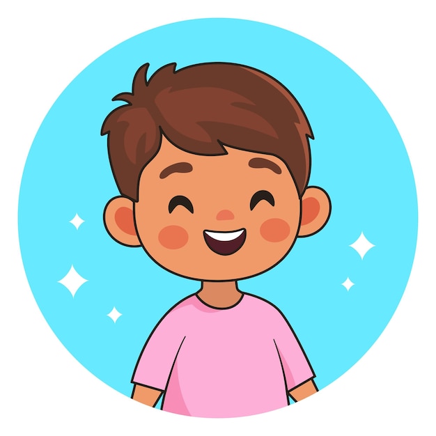 Niño sonriente niño feliz avatar para redes sociales ilustración vectorial