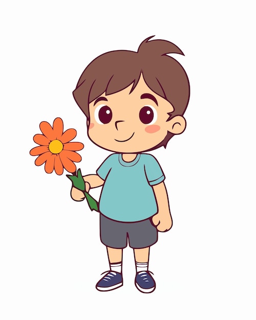 Niño sosteniendo una flor en la mano