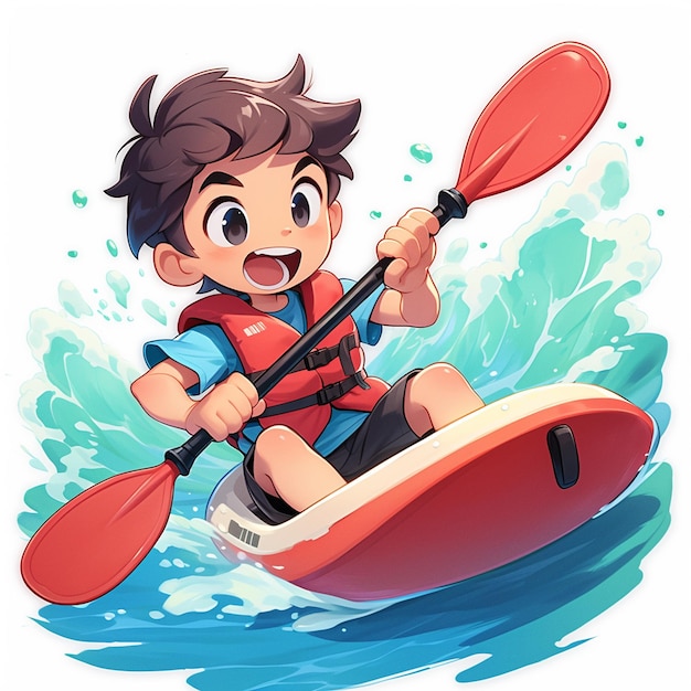 Vector un niño de st. louis hace paddleboard al estilo de dibujos animados