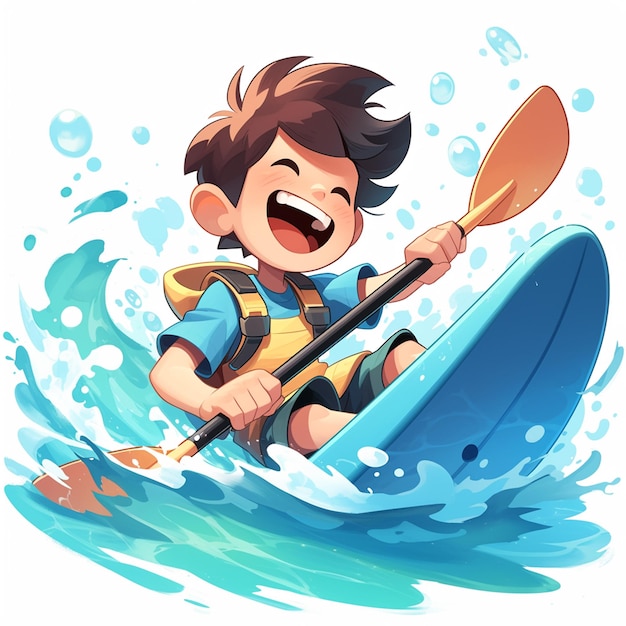 Vector un niño de st. louis hace paddleboard al estilo de dibujos animados