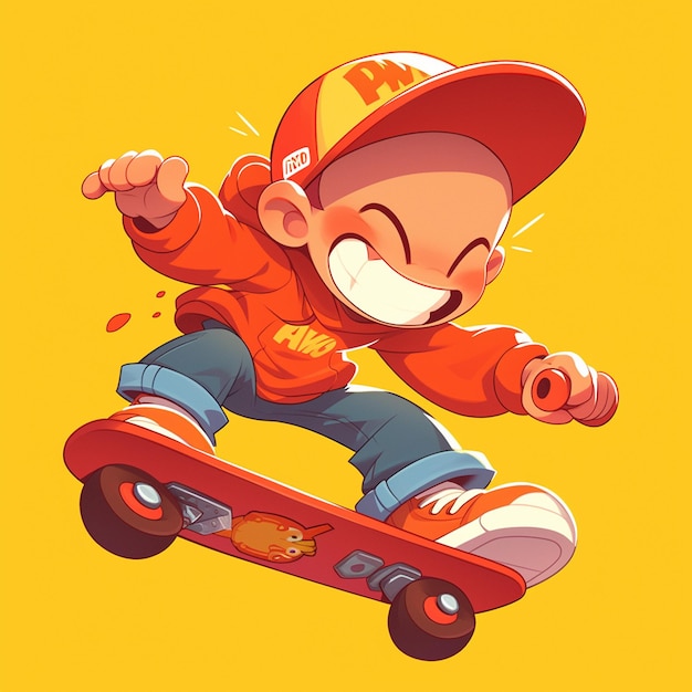 Vector un niño de st. paul va a hacer carreras de hoverboard al estilo de dibujos animados