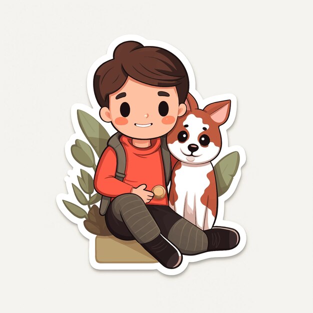 Vector niño con su perro