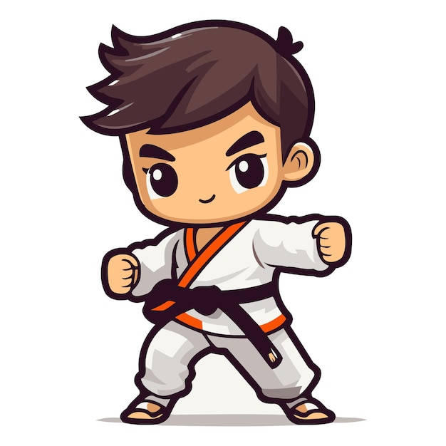 Vector niño de taekwondo en kimono