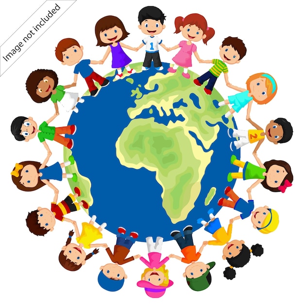 Niño en la Tierra amor feliz cumpleaños Vector Imágenes mundo Vector