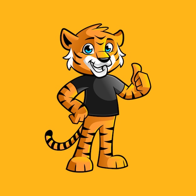 niño tigre pulgar arriba