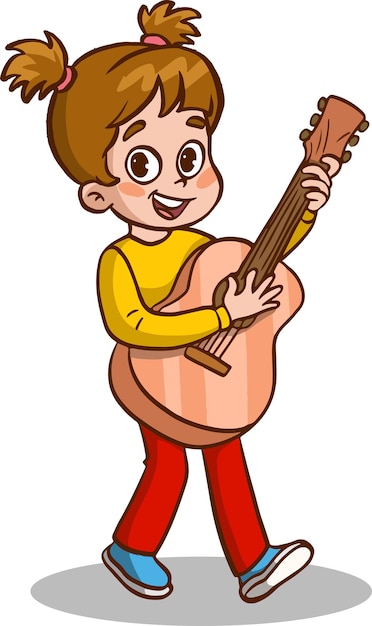 Un niño tocando la guitarra.
