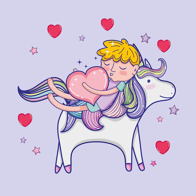 Niño y unicornio