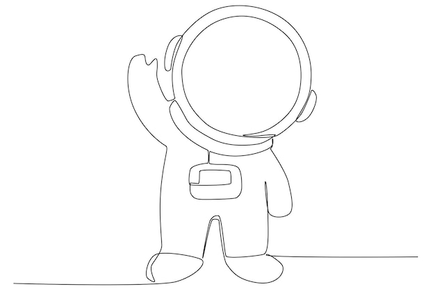 Un niño con un uniforme de astronauta en una línea.