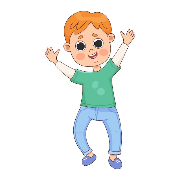 Niño varón saltando y sonriendo