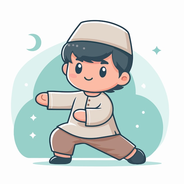 Vector niño vectorial haciendo pencak silat