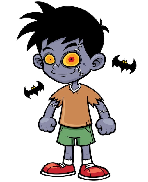 Niño zombie de dibujos animados