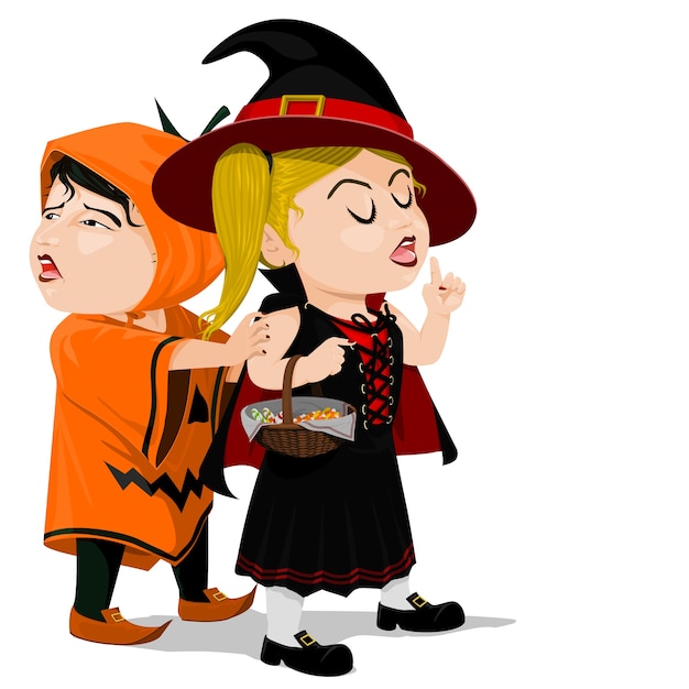 Vector niños aislados para feliz halloween