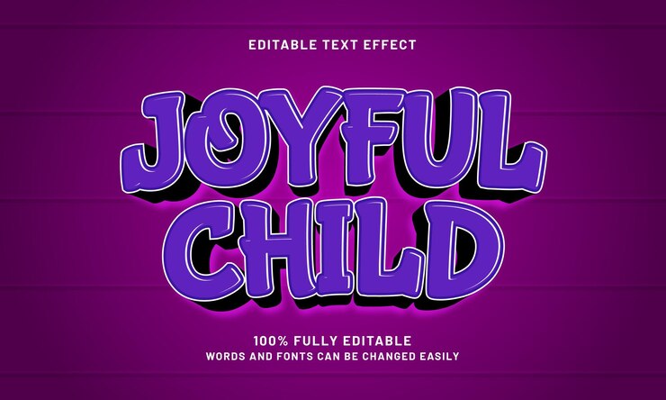Vector niños alegres efectos de texto editables con un tema de niños y juguetes