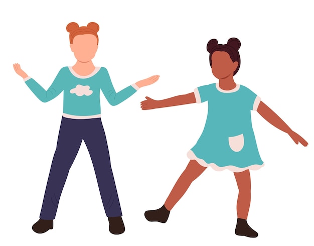 Vector niños bailando en diseño vectorial aislado de estilo plano