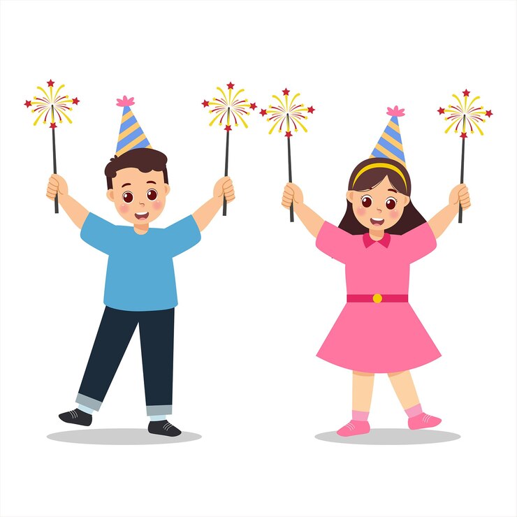 Los niños celebran el año nuevo