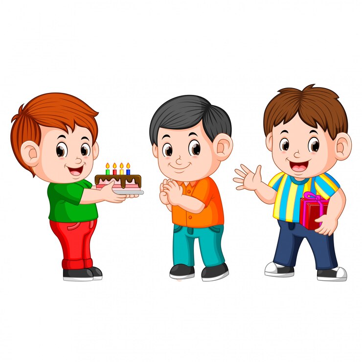 Vector niños celebrando una fiesta de cumpleaños