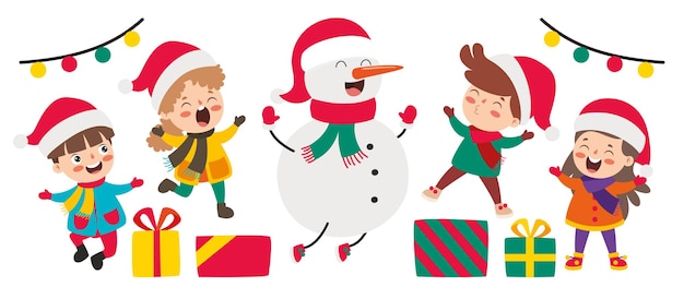 Niños celebrando Navidad y año nuevo