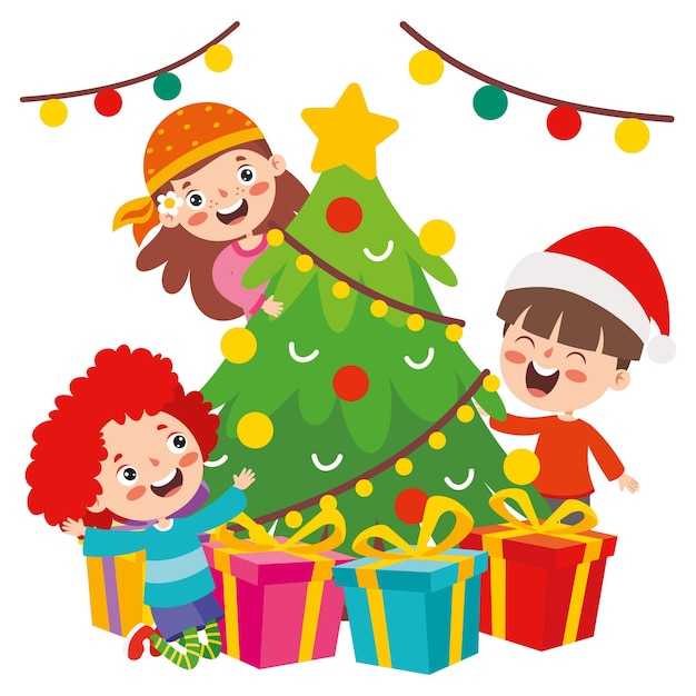 Niños celebrando Navidad y año nuevo